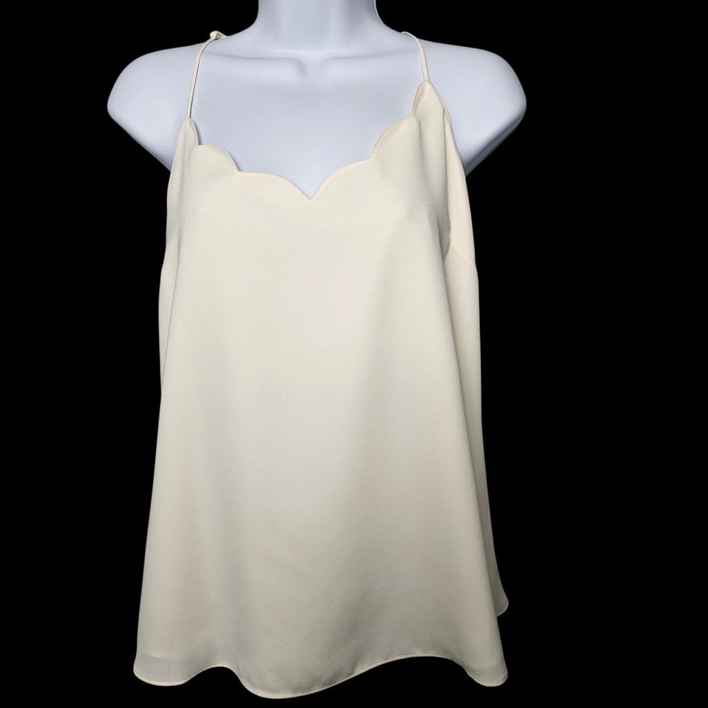 J.Crew Womens‎ Scalloped Cami Top 12 Ivory Minimalist Feminine G3367